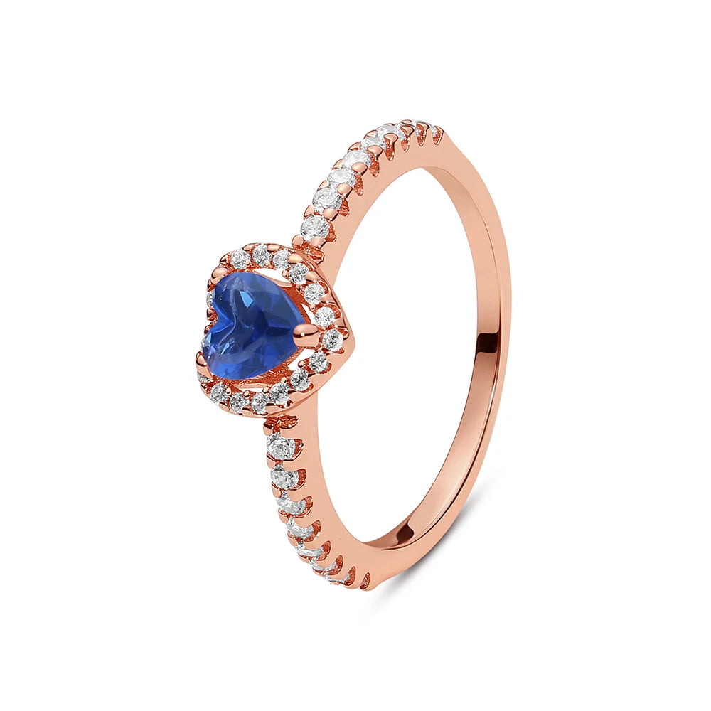 Rose Gold Plated "Vinterlys" Ring - Deep Blue