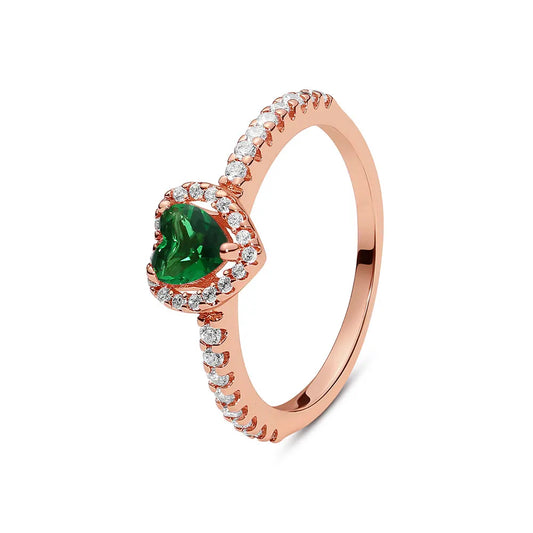 Rose Gold Plated "Vinterlys" Ring - Green